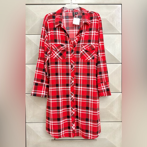 Next Question Dresses & Skirts - Next Question Red and Black Plaid Shirt Dress - Size 3X
